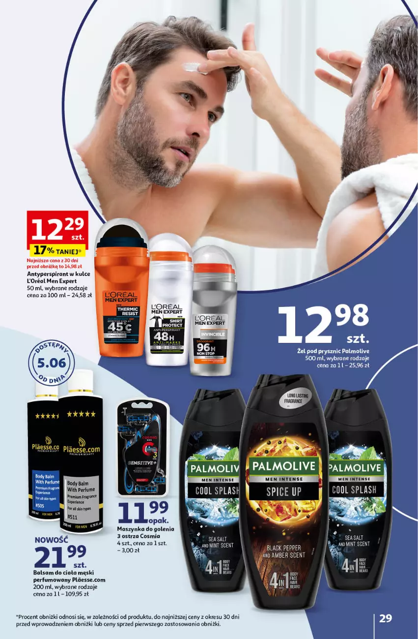 Gazetka promocyjna Auchan - Katalog Kosmetyczne inspiracje Hipermarket Auchan - ważna 23.05 do 26.06.2024 - strona 29 - produkty: Antyperspirant, Balsam do ciała, Body, Maszynka, Maszynka do golenia, Palmolive, Perfum, Szynka