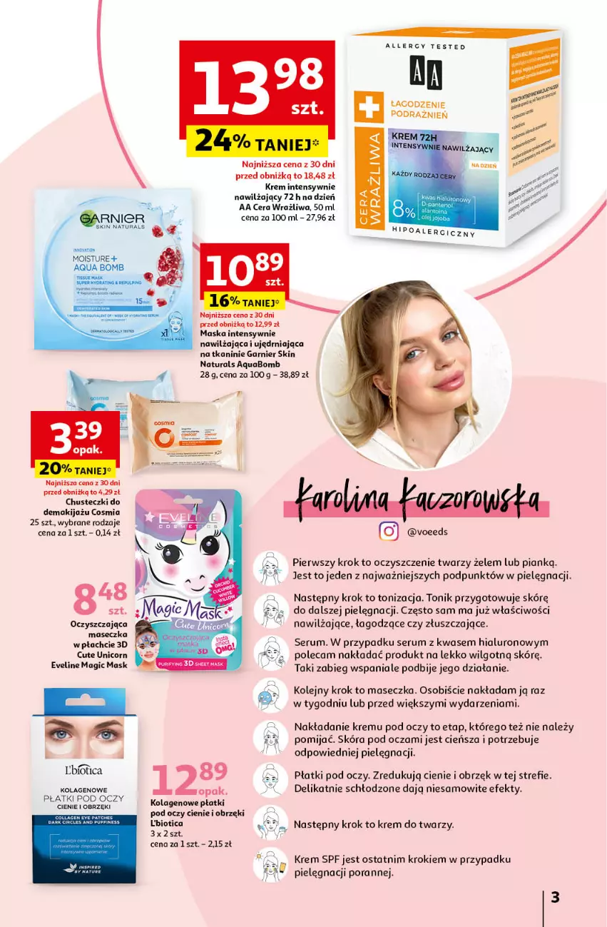 Gazetka promocyjna Auchan - Katalog Kosmetyczne inspiracje Hipermarket Auchan - ważna 23.05 do 26.06.2024 - strona 3 - produkty: Chusteczki, Cień, Eveline, Garnier, Kolagen, Krem do twarzy, LG, Makijaż, Maska, Olej, Por, Rum, Ser, Serum, Tonik