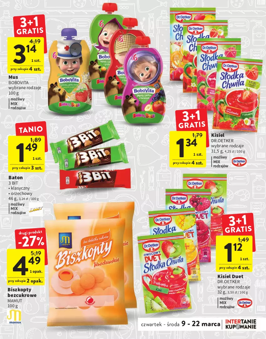 Gazetka promocyjna Intermarche - Gazetka Intermarche - ważna 09.03 do 22.03.2023 - strona 11 - produkty: Baton, Biszkopty, BoboVita, Kisiel, Mus