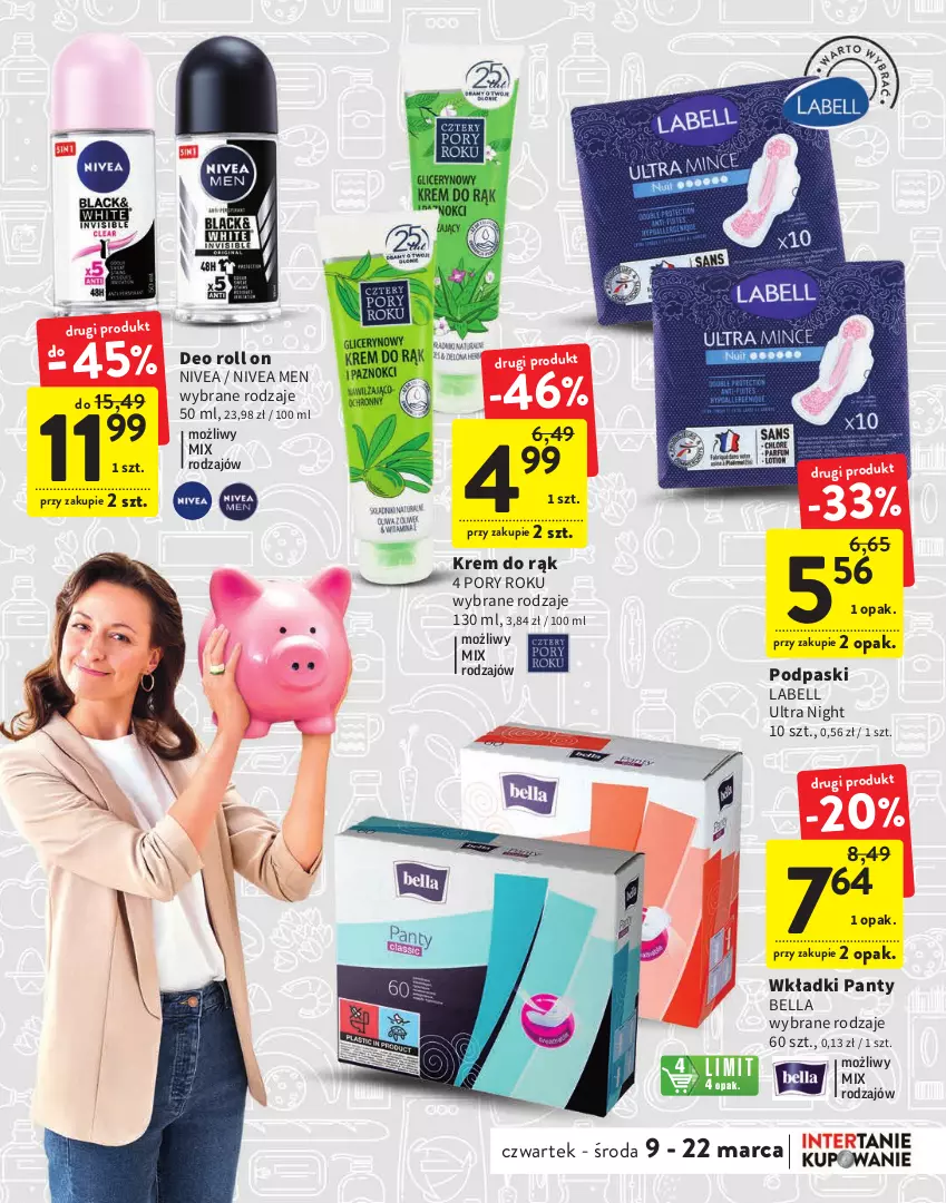 Gazetka promocyjna Intermarche - Gazetka Intermarche - ważna 09.03 do 22.03.2023 - strona 21 - produkty: Bell, Bella, Krem do rąk, Nivea, Nivea Men, Podpaski, Por, Wkładki