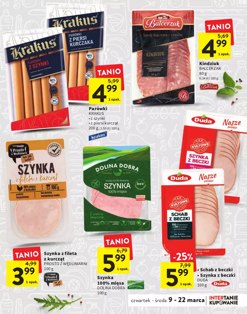 Gazetka promocyjna Intermarche - Gazetka Intermarche - ważna 09.03 do 22.03.2023 - strona 5 - produkty: Duda, Kindziuk, Krakus, Parówki, Szynka, Szynka z beczki