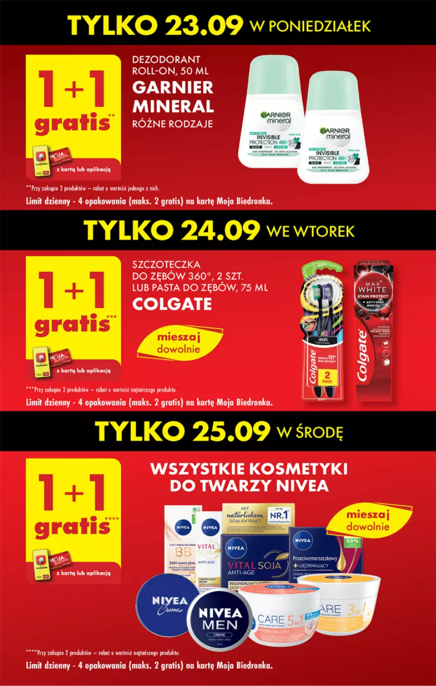 Gazetka promocyjna Biedronka - Od poniedzialku - ważna 23.09 do 28.09.2024 - strona 15 - produkty: Colgate, Dezodorant, Dron, Garnier, Gra, LG, Nivea, Pasta do zębów, Szczoteczka, Szczoteczka do zębów