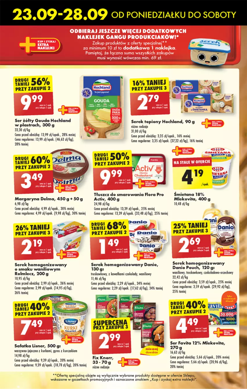 Gazetka promocyjna Biedronka - Od poniedzialku - ważna 23.09 do 28.09.2024 - strona 19 - produkty: Danio, Delma, Fa, Flora, Gouda, Gyros, Hochland, Kawa, Klej, Kurczak, Lisner, Margaryna, Mleko, Rolmlecz, Sałat, Sałatka, Ser, Serek, Serek homogenizowany, Top