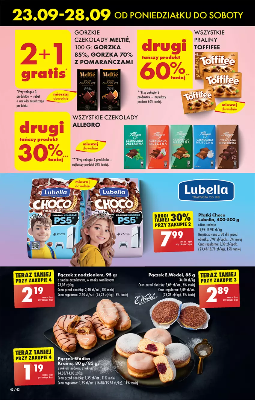 Gazetka promocyjna Biedronka - Od poniedzialku - ważna 23.09 do 28.09.2024 - strona 50 - produkty: Allegro, Bell, Bella, Deser, Lubella, Pączek, Praliny, Rolada, Ser, Toffifee