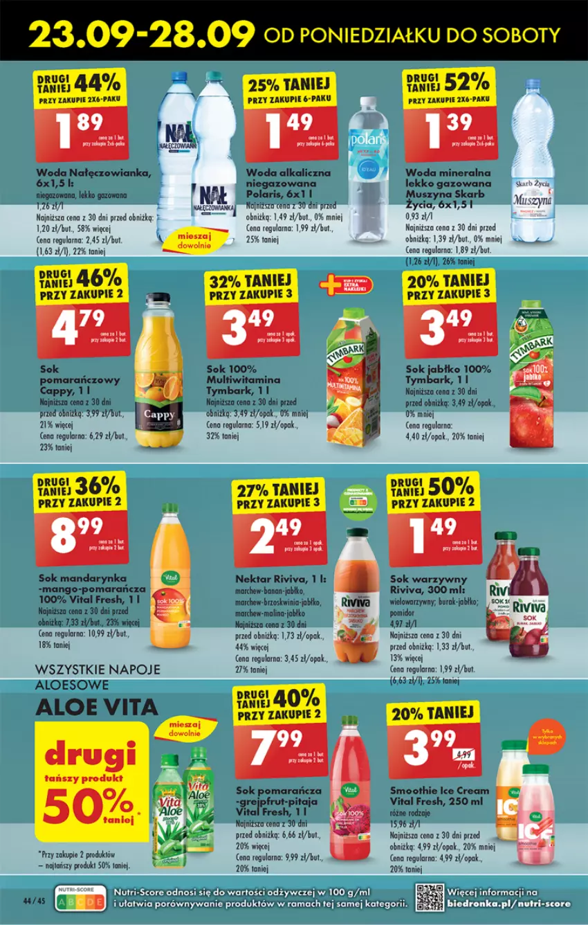 Gazetka promocyjna Biedronka - Od poniedzialku - ważna 23.09 do 28.09.2024 - strona 54 - produkty: Cappy, Mango, Mus, Nałęczowianka, Napoje, Nektar, Smoothie, Sok, Szyna, Tymbark, Woda, Woda mineralna