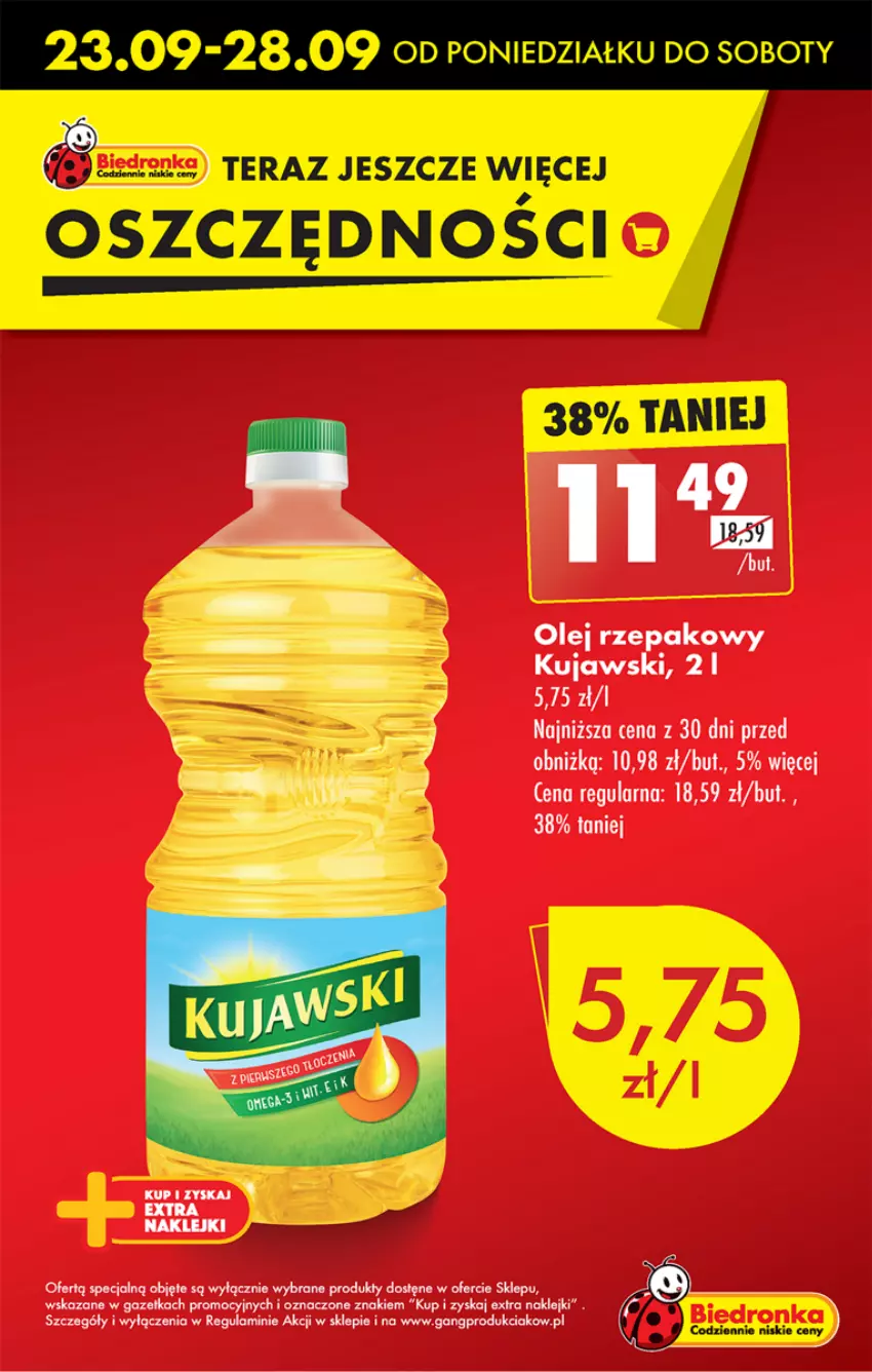 Gazetka promocyjna Biedronka - Od poniedzialku - ważna 23.09 do 28.09.2024 - strona 9 - produkty: Klej, Kujawski, Olej, Olej rzepakowy, Tera