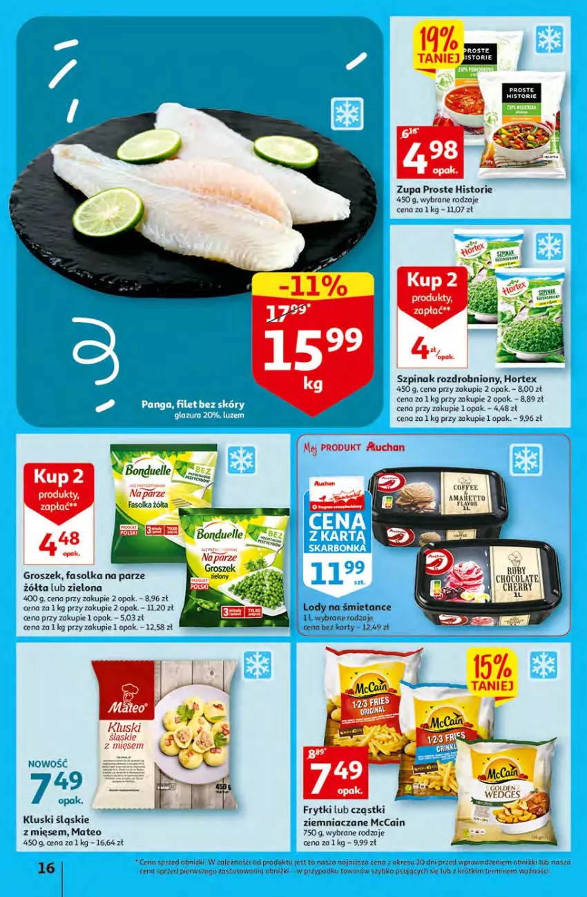 Gazetka promocyjna Auchan - Gazetka KORZYŚCI z kartą SKARBONKA Hipermarket Auchan - ważna 02.02 do 08.02.2023 - strona 16 - produkty: Fa, Frytki, Groszek, Lody, McCain, O nas, Zupa