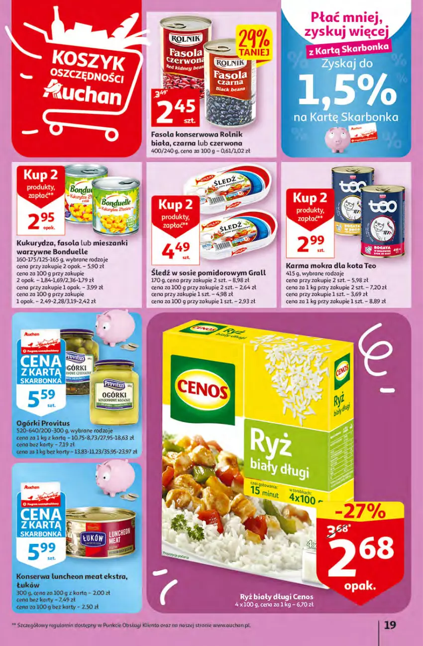 Gazetka promocyjna Auchan - Gazetka KORZYŚCI z kartą SKARBONKA Hipermarket Auchan - ważna 02.02 do 08.02.2023 - strona 19 - produkty: Bonduelle, Fa, Fasola, Gra, Kukurydza, Rolnik, Ser, Sos