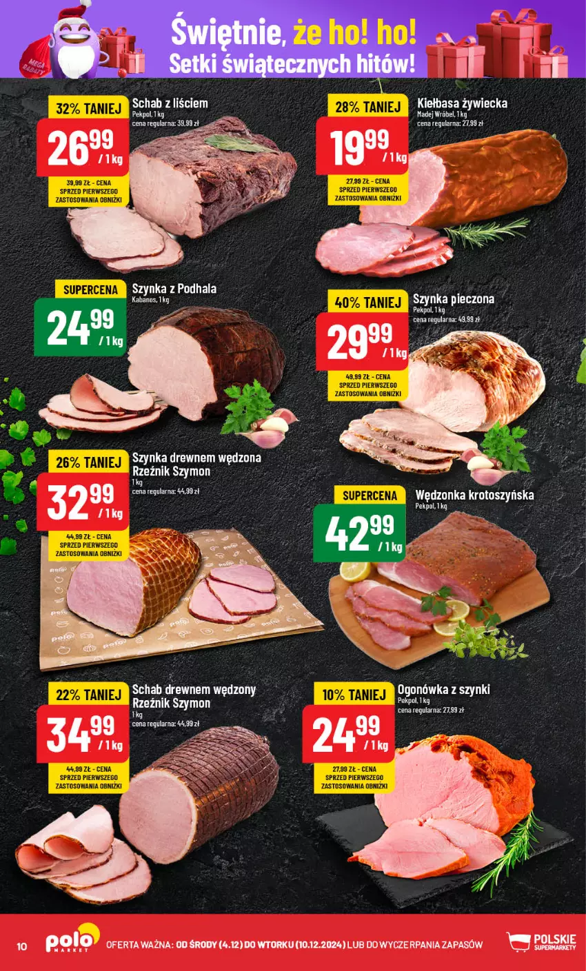 Gazetka promocyjna PoloMarket - Gazetka pomocyjna - ważna 04.12 do 10.12.2024 - strona 10 - produkty: Kiełbasa, Madej Wróbel, Ogonówka, Pekpol, Piec, Szynka