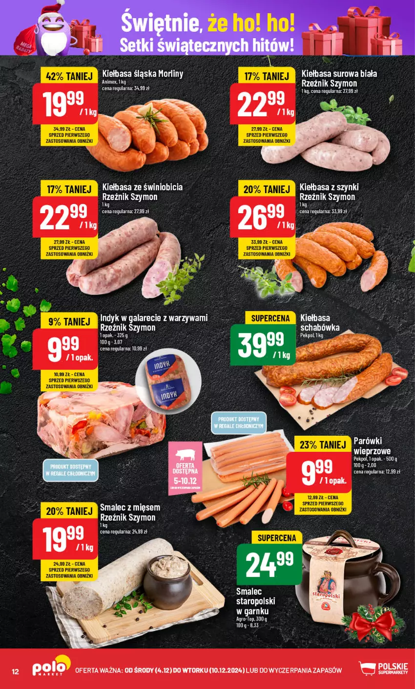 Gazetka promocyjna PoloMarket - Gazetka pomocyjna - ważna 04.12 do 10.12.2024 - strona 12 - produkty: BIC, Gala, Kiełbasa, Kiełbasa śląska, Morliny, Pekpol, Smalec, Top, Warzywa