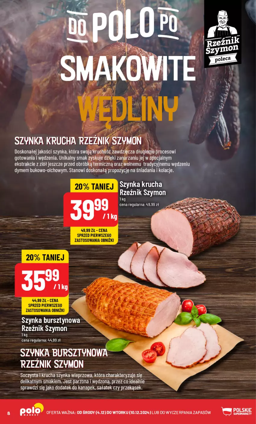 Gazetka promocyjna PoloMarket - Gazetka pomocyjna - ważna 04.12 do 10.12.2024 - strona 8 - produkty: Bursztyn, Sałat, Szynka, Szynka wieprzowa