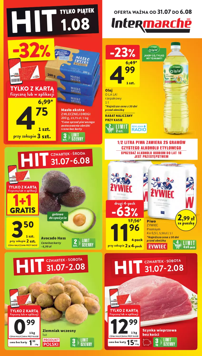 Gazetka promocyjna Intermarche - Gazetka Intermarche - ważna 31.07 do 06.08.2025 - strona 1 - produkty: Avocado, Gra, Masło, Olej, Piwa, Piwo, Szynka, Szynka wieprzowa