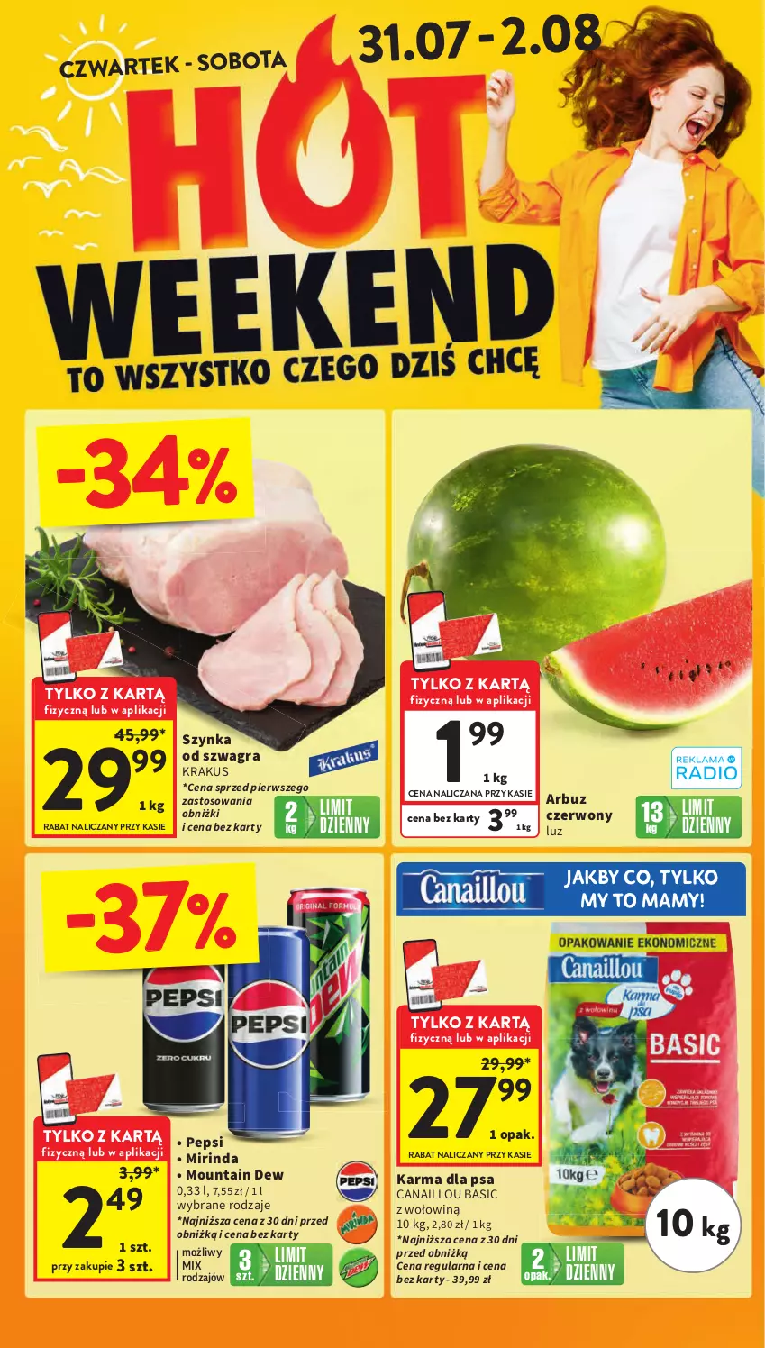 Gazetka promocyjna Intermarche - Gazetka Intermarche - ważna 31.07 do 06.08.2025 - strona 2 - produkty: Arbuz, Canaillou, Gra, Krakus, Mirinda, Pepsi, Szynka