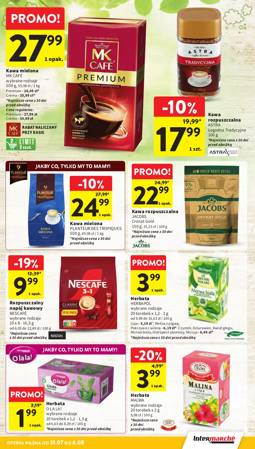 Gazetka promocyjna Intermarche - Gazetka Intermarche - ważna 31.07 do 06.08.2025 - strona 25 - produkty: Herbapol, Herbata, Jacobs, Kawa, Kawa mielona, Kawa rozpuszczalna, Napój, Nescafé, Ostropes, Stek
