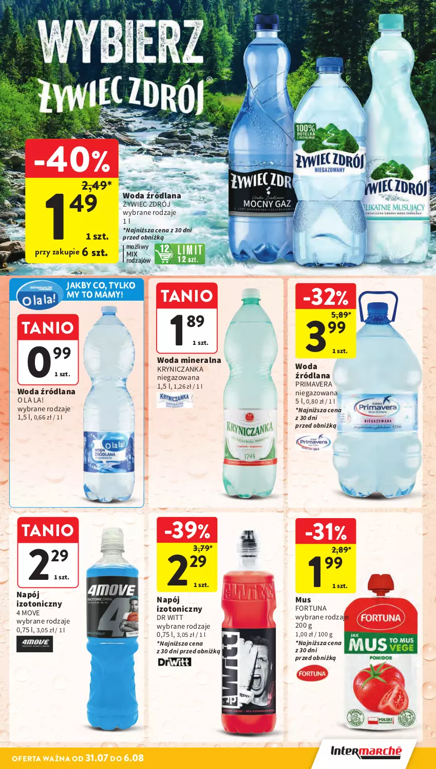Gazetka promocyjna Intermarche - Gazetka Intermarche - ważna 31.07 do 06.08.2025 - strona 31 - produkty: Fortuna, LANA, Mus, Napój, Napój izotoniczny, Prima, Primavera, Woda, Woda mineralna