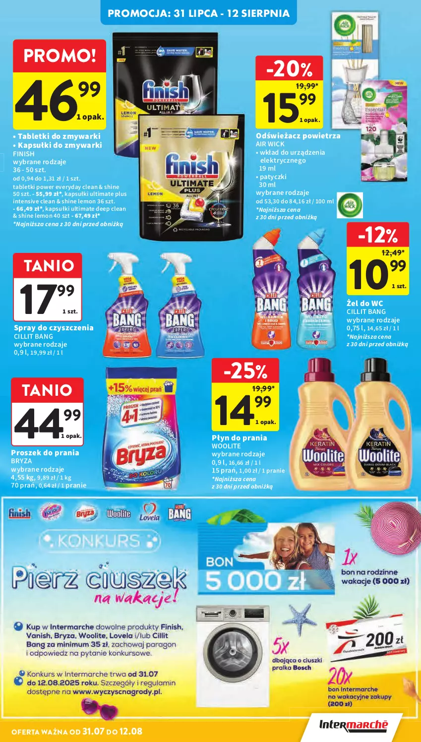 Gazetka promocyjna Intermarche - Gazetka Intermarche - ważna 31.07 do 06.08.2025 - strona 35 - produkty: Air Wick, Bryza, Cillit Bang, Finish, Odświeżacz powietrza, Płyn do prania, Proszek do prania, Spray do czyszczenia, Tablet, Tabletki do zmywarki, Woolite, Zmywarki