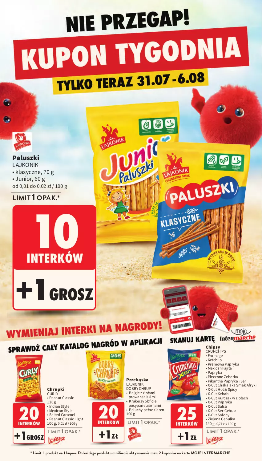 Gazetka promocyjna Intermarche - Gazetka Intermarche - ważna 31.07 do 06.08.2025 - strona 41 - produkty: Bajgle, Cebula, Chipsy, Chrupki, Crunchips, Fa, Kebab, Ketchup, Krakersy, Kurczak, Lajkonik, Papryka, Piec, Salsa, Ser