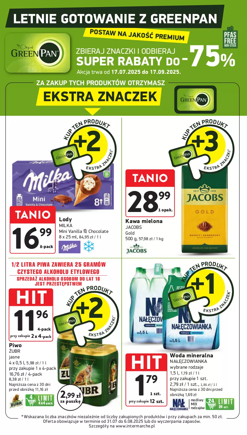 Gazetka promocyjna Intermarche - Gazetka Intermarche - ważna 31.07 do 06.08.2025 - strona 42 - produkty: Gra, Jacobs, Kawa, Kawa mielona, Lody, Milka, Nałęczowianka, Piwa, Piwo, Woda, Woda mineralna