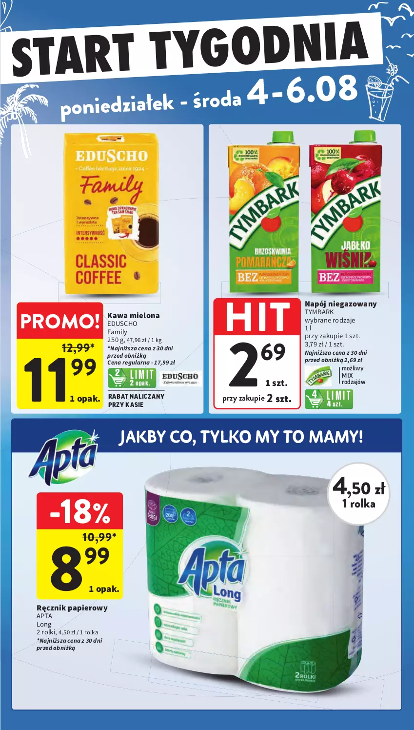 Gazetka promocyjna Intermarche - Gazetka Intermarche - ważna 31.07 do 06.08.2025 - strona 44 - produkty: Fa, Kawa, Kawa mielona, Napój, Napój niegazowany, Papier, Ręcznik, Rolki, Tymbark