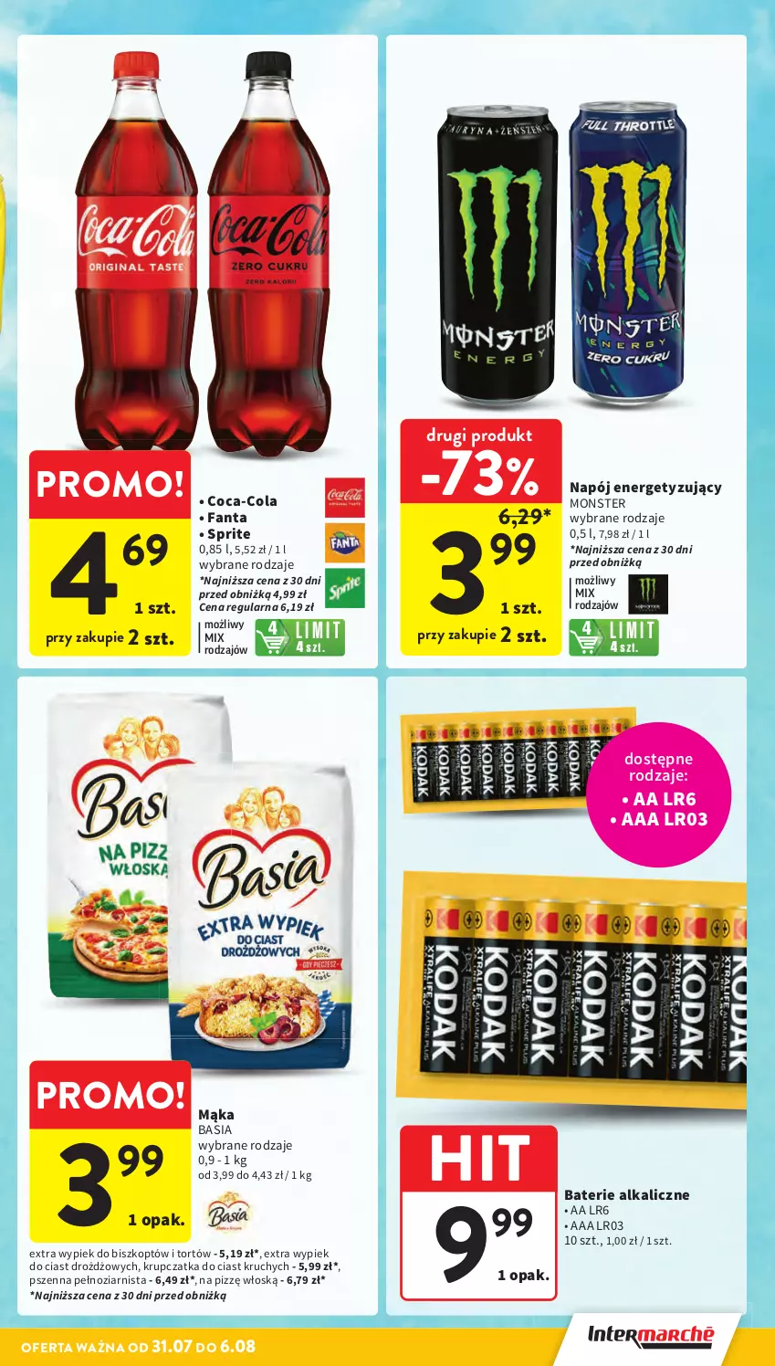 Gazetka promocyjna Intermarche - Gazetka Intermarche - ważna 31.07 do 06.08.2025 - strona 7 - produkty: Basia, Baterie alkaliczne, Coca-Cola, Fa, Fanta, Mąka, Napój, Sprite