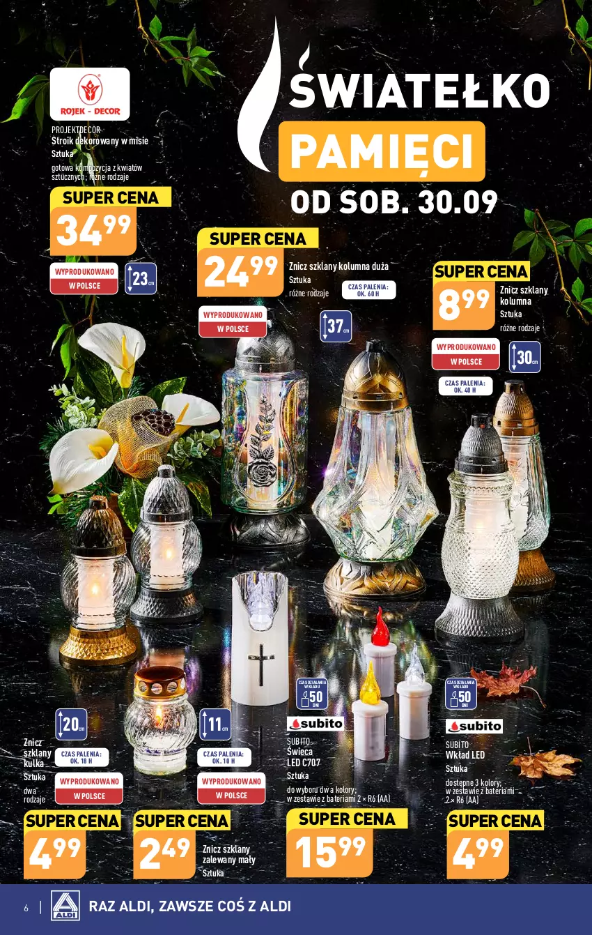 Gazetka promocyjna Aldi - Artykuły przemysłowe i tekstylia - ważna 27.09 do 30.09.2023 - strona 6 - produkty: Bateria, Znicz