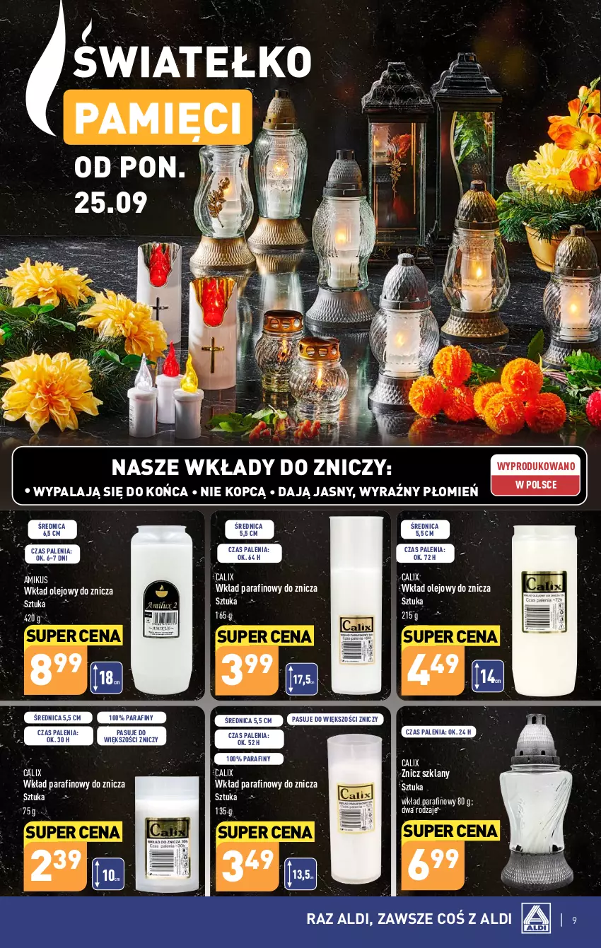 Gazetka promocyjna Aldi - Artykuły przemysłowe i tekstylia - ważna 27.09 do 30.09.2023 - strona 9 - produkty: Olej, Wkład olejowy, Znicz