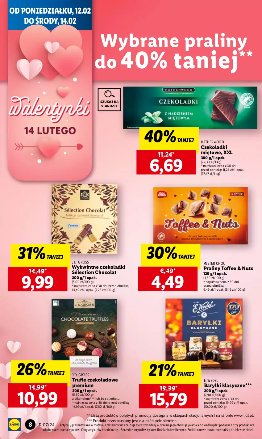 Gazetka promocyjna Lidl - GAZETKA - ważna 12.02 do 14.02.2024 - strona 10 - produkty: Alkohole, Baryłki, E. Wedel, Praliny