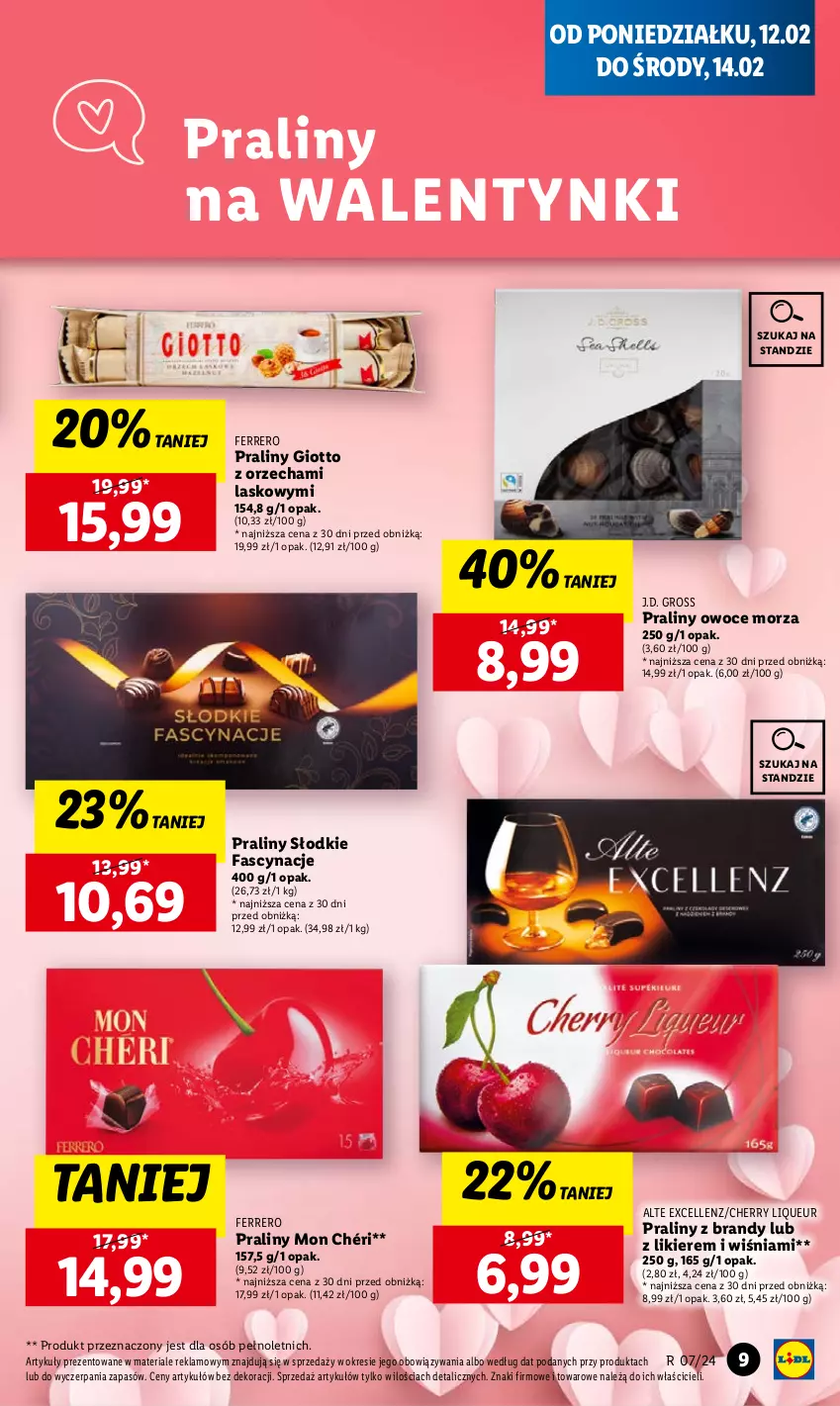 Gazetka promocyjna Lidl - GAZETKA - ważna 12.02 do 14.02.2024 - strona 11 - produkty: Brandy, Fa, Ferrero, Likier, Mon Chéri, Owoce, Owoce morza, Praliny