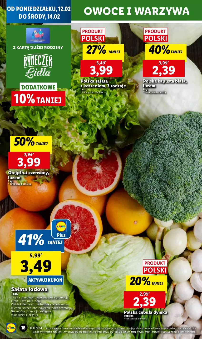 Gazetka promocyjna Lidl - GAZETKA - ważna 12.02 do 14.02.2024 - strona 20 - produkty: Cebula, Chleb, Grejpfrut, Olej, Owoce, Sałat, Sałata lodowa, Ser, Warzywa