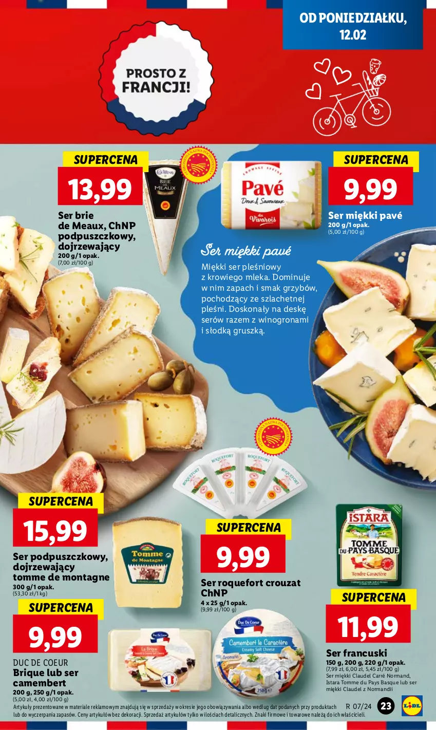 Gazetka promocyjna Lidl - GAZETKA - ważna 12.02 do 14.02.2024 - strona 25 - produkty: Brie, Camembert, Roquefort, Ser, Ser pleśniowy, Wino, Winogrona