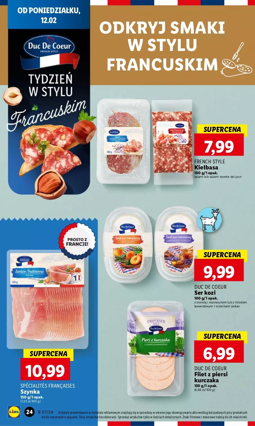 Gazetka promocyjna Lidl - GAZETKA - ważna 12.02 do 14.02.2024 - strona 26 - produkty: Filet z piersi kurczaka, Kiełbasa, Kurczak, Salami, Ser, Ser kozi, Szynka