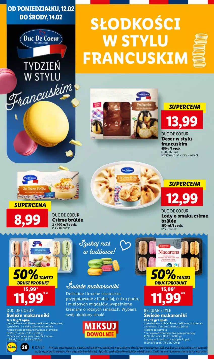 Gazetka promocyjna Lidl - GAZETKA - ważna 12.02 do 14.02.2024 - strona 30 - produkty: Crème brûlée, Deser, Jabłka, LG, Lody, Makaron, Ser