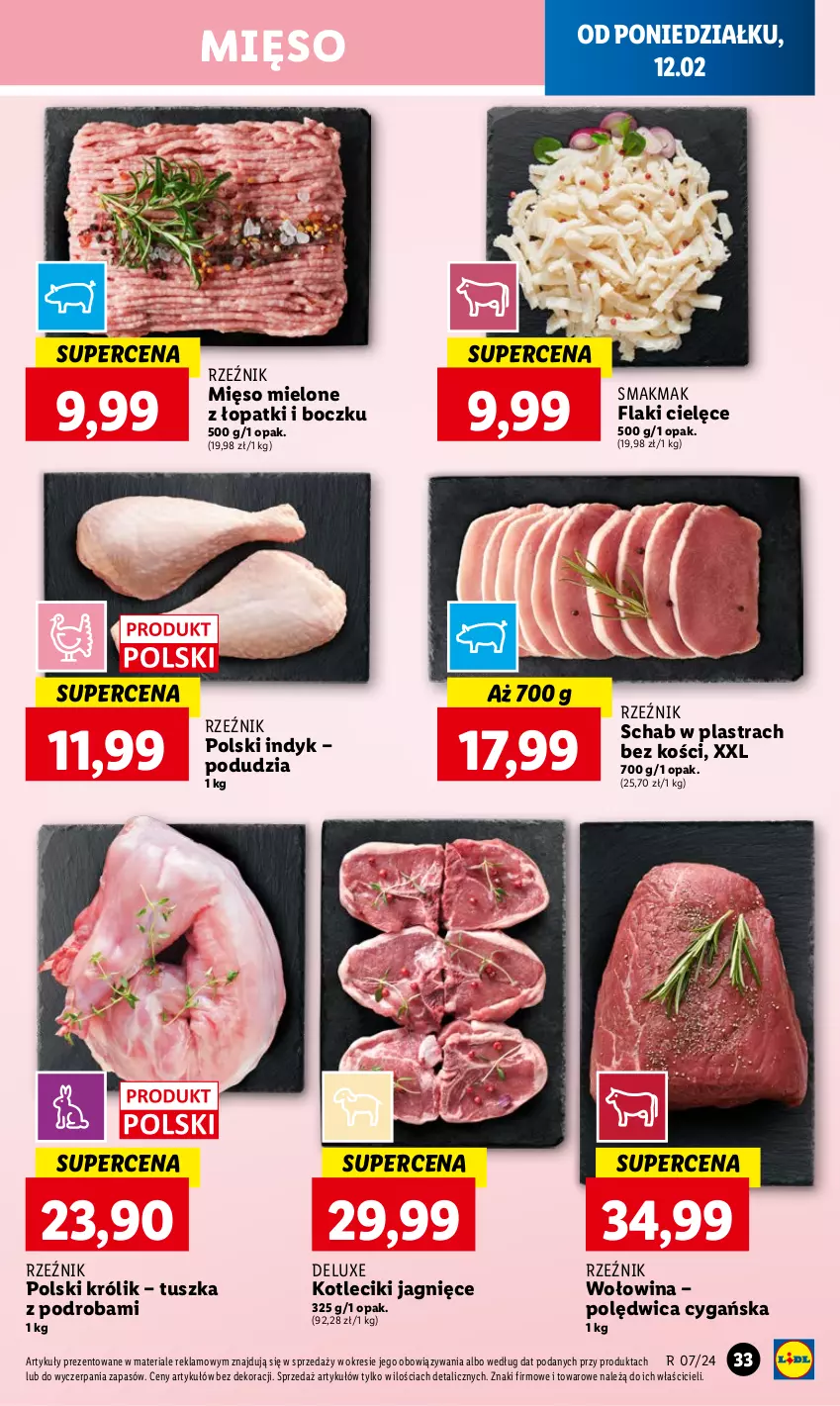 Gazetka promocyjna Lidl - GAZETKA - ważna 12.02 do 14.02.2024 - strona 35 - produkty: Flaki, Królik, Mięso, Mięso mielone, Polędwica, Tusz, Wołowina