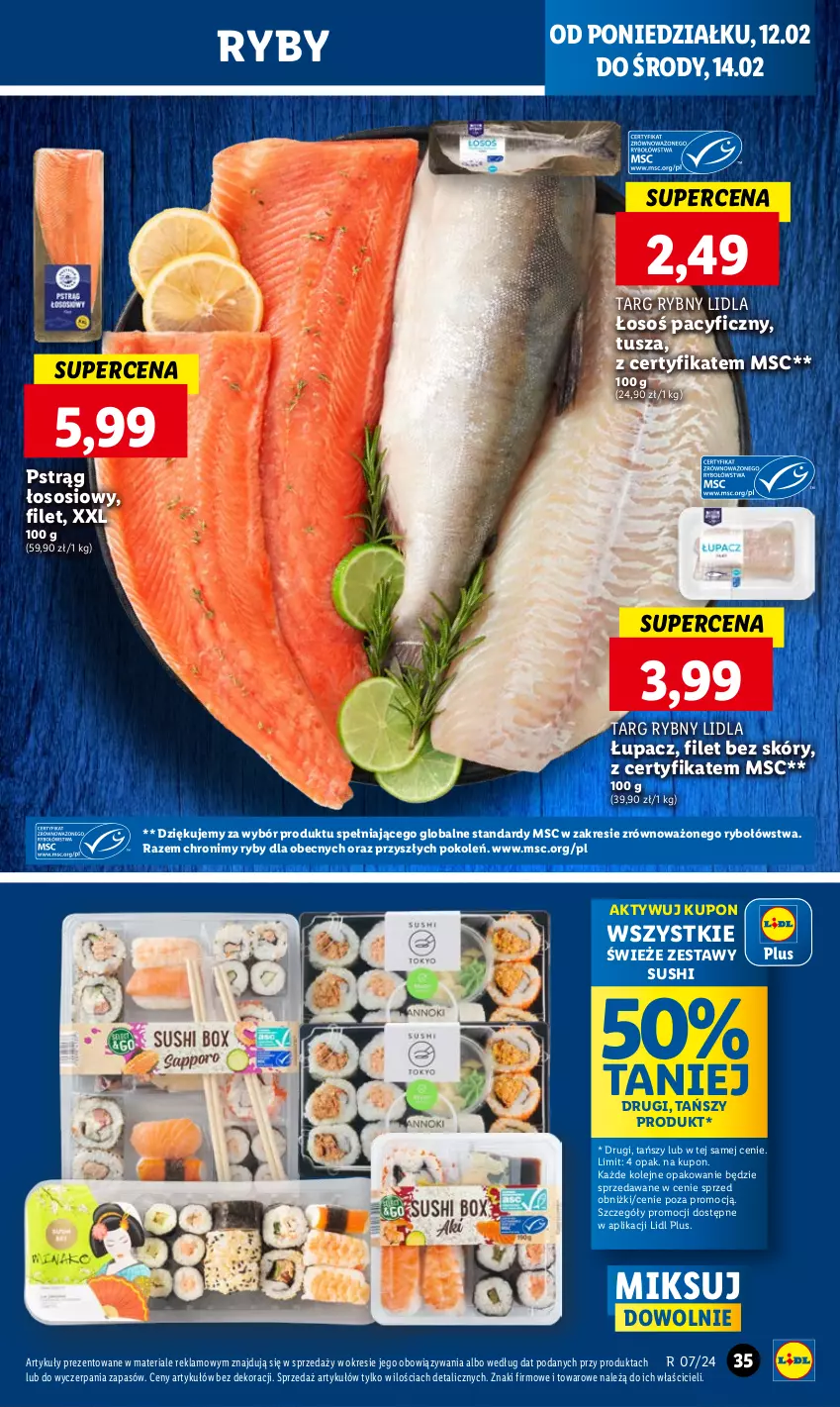 Gazetka promocyjna Lidl - GAZETKA - ważna 12.02 do 14.02.2024 - strona 37 - produkty: Olej, Pstrąg, Pstrąg łososiowy, Sos, Sushi, Tusz