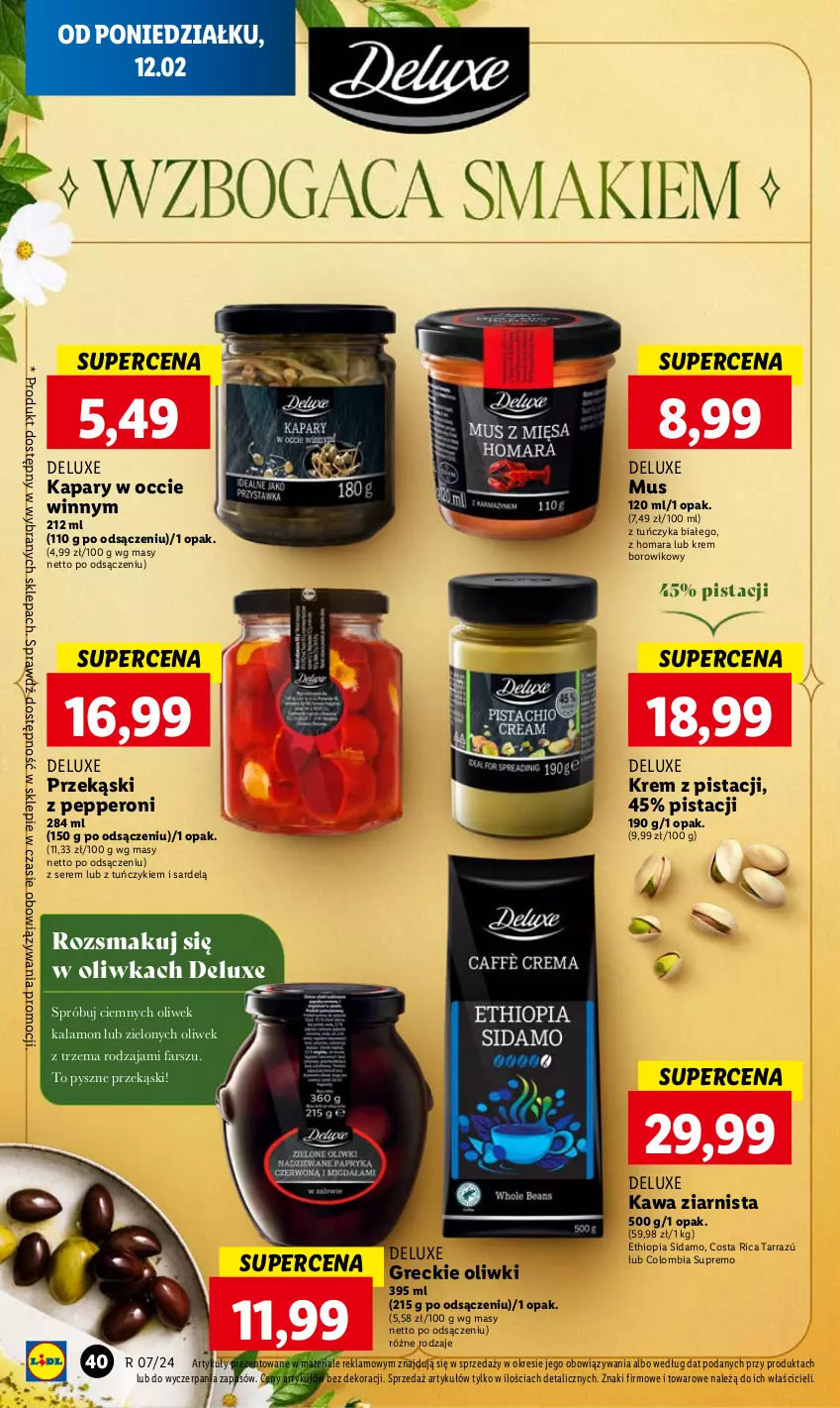 Gazetka promocyjna Lidl - GAZETKA - ważna 12.02 do 14.02.2024 - strona 42 - produkty: Fa, Kapary, Kawa, Kawa ziarnista, Mus, Oliwki, Ser, Tuńczyk, Wiko