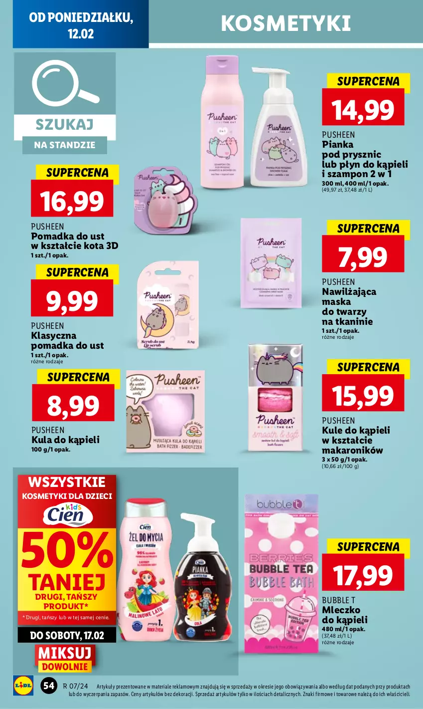 Gazetka promocyjna Lidl - GAZETKA - ważna 12.02 do 14.02.2024 - strona 58 - produkty: Dzieci, Kosmetyki dla dzieci, Kula do kąpieli, Makaron, Maska, Maska do twarzy, Mleczko, Pianka pod prysznic, Płyn do kąpieli, Szampon