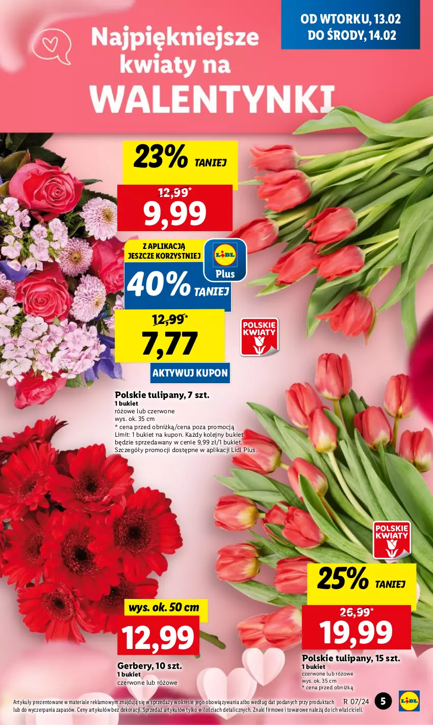 Gazetka promocyjna Lidl - GAZETKA - ważna 12.02 do 14.02.2024 - strona 7 - produkty: Bukiet, Gerber, Olej, Tulipan