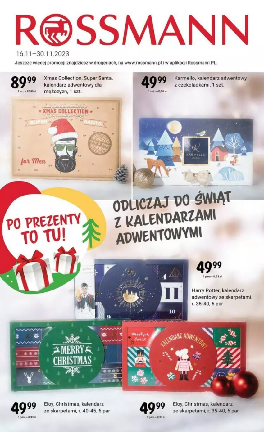 Gazetka promocyjna Rossmann - ważna 16.11 do 30.11.2023 - strona 1 - produkty: Harry Potter, Kalendarz, Kalendarz adwentowy, Karp