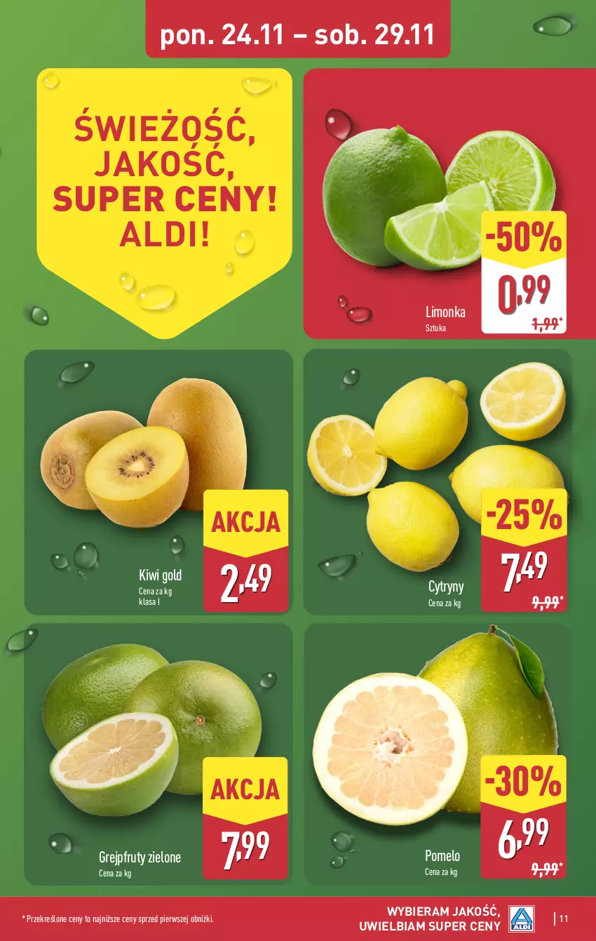 Gazetka promocyjna Aldi - Okazje weekendowe - ważna 27.11 do 29.11.2025 - strona 11 - produkty: Cytryny, Grejpfrut, Kiwi, Limonka, Pomelo