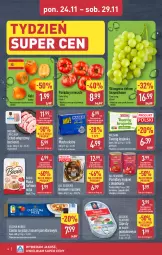 Gazetka promocyjna Aldi - Okazje weekendowe - Gazetka - ważna od 29.11 do 29.11.2025 - strona 4 - produkty: All Seasons, Sos, Twaróg, Mięsne specjały, Kaki, Golden Seafood, Schab wieprzowy, Winogrona, Mąka, Borowiki, Szprot, Basia, Bazyl, Wino, Masło, Pomidory, Mąka tortowa, Pomidory krojone