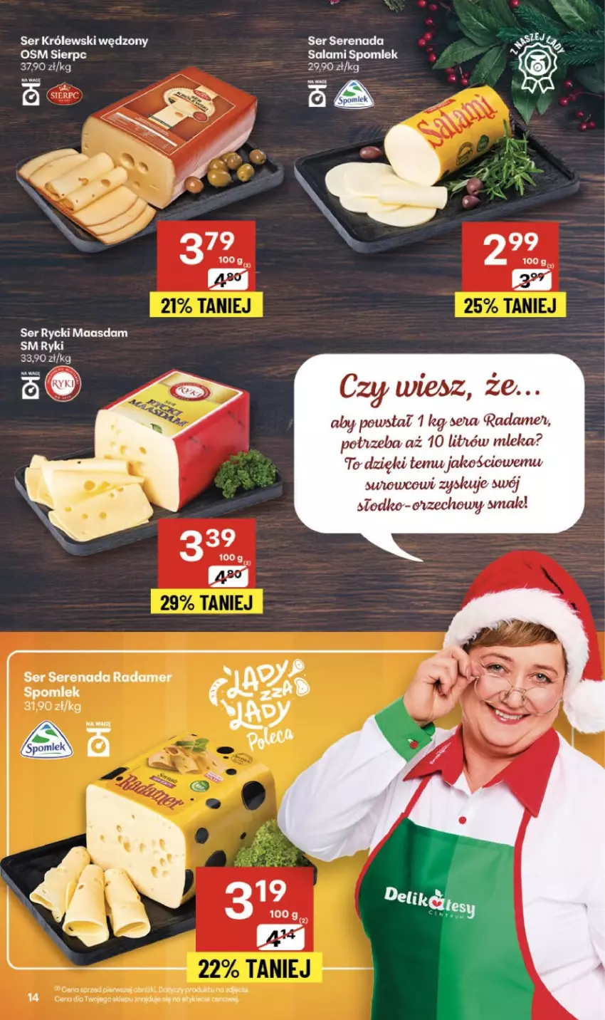 Gazetka promocyjna Delikatesy Centrum - Franczyza DC49 Czwartek - ważna 04.12 do 10.12.2025 - strona 14 - produkty: Królewski, Maasdam, Radamer, Salami, Ser