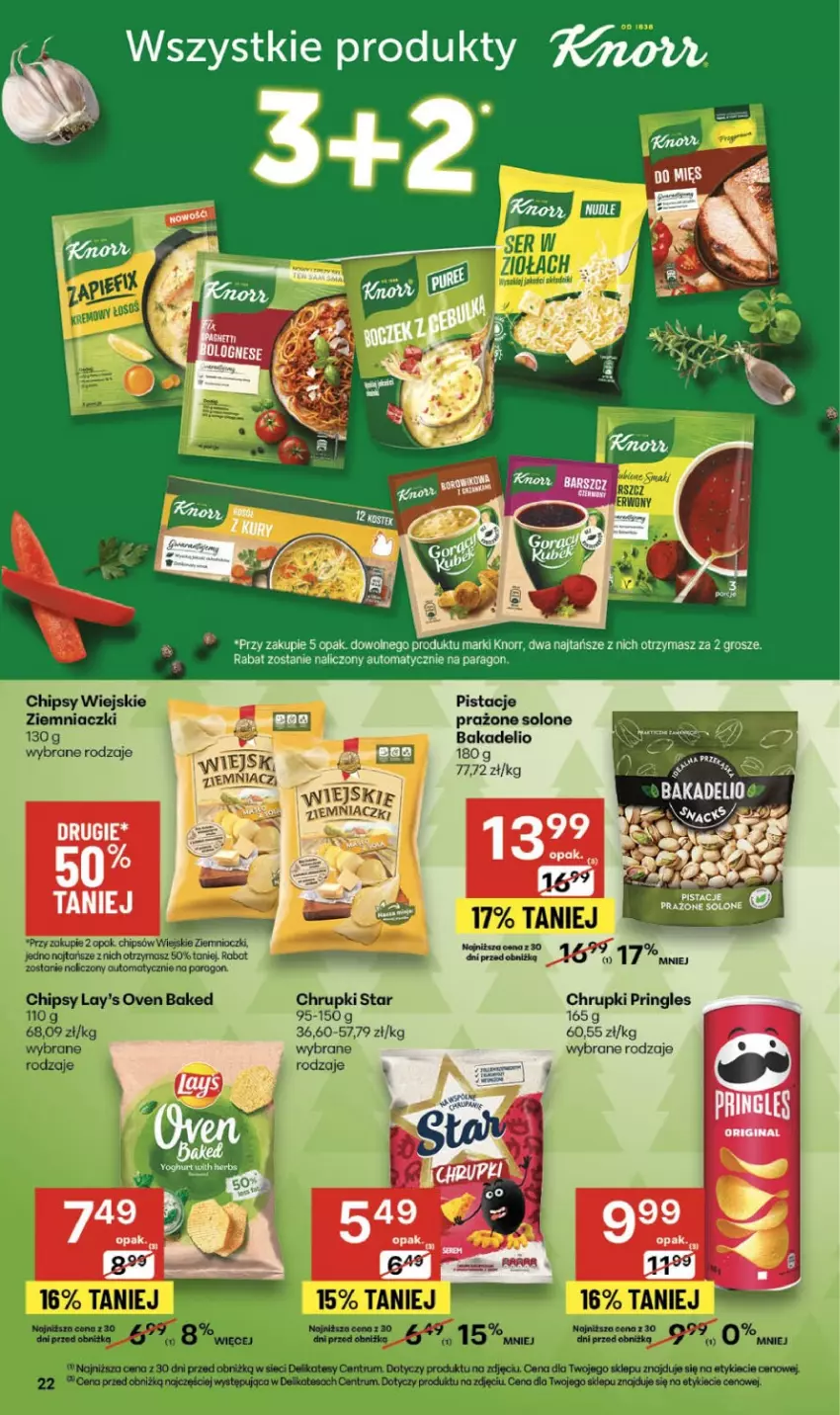 Gazetka promocyjna Delikatesy Centrum - Franczyza DC49 Czwartek - ważna 04.12 do 10.12.2025 - strona 22 - produkty: Chipsy, Chrupki, Knorr, Pistacje, Pringles