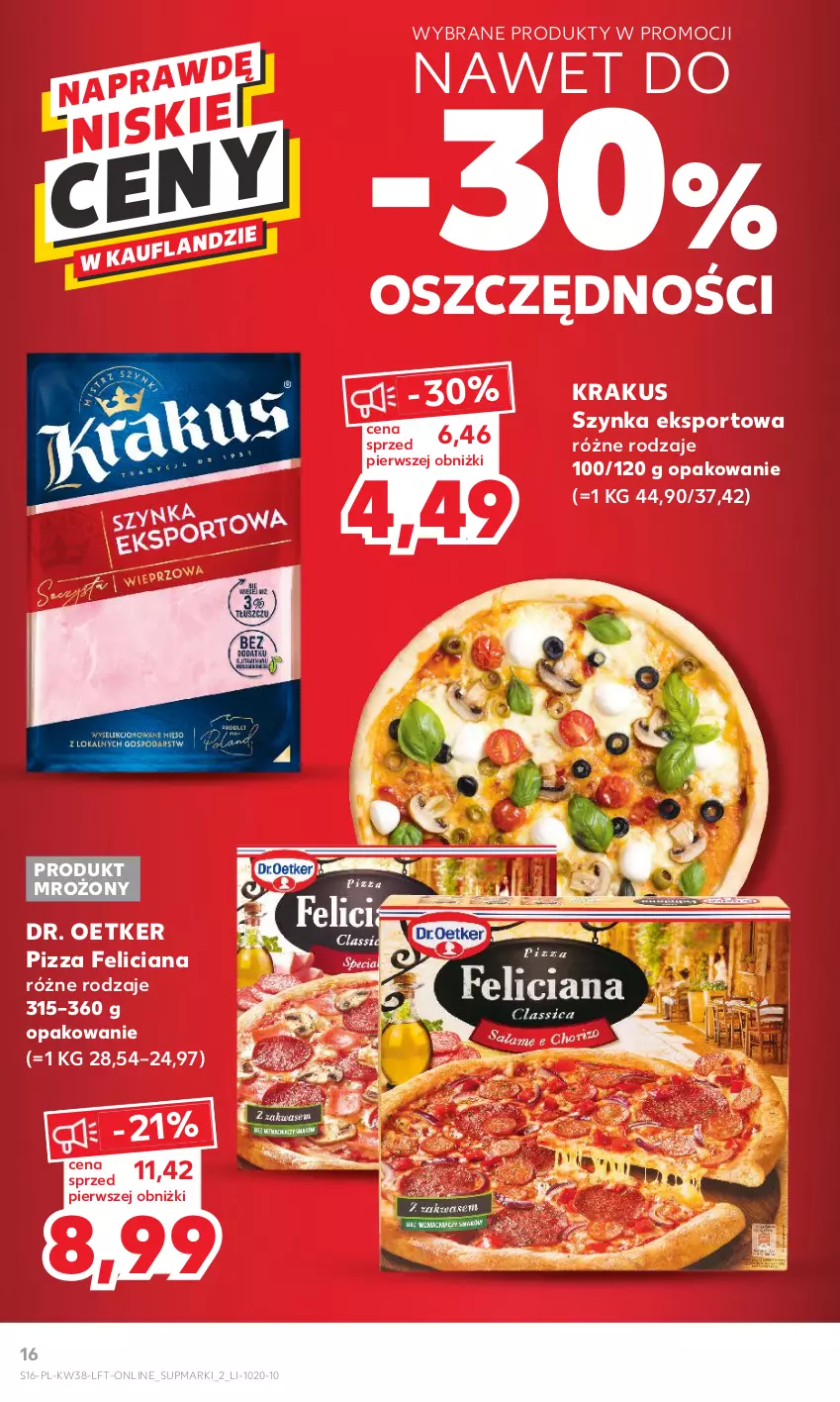 Gazetka promocyjna Kaufland - Gazetka tygodnia - ważna 21.09 do 27.09.2023 - strona 16 - produkty: Dr. Oetker, Feliciana, Krakus, Pizza, Por, Sport, Szynka