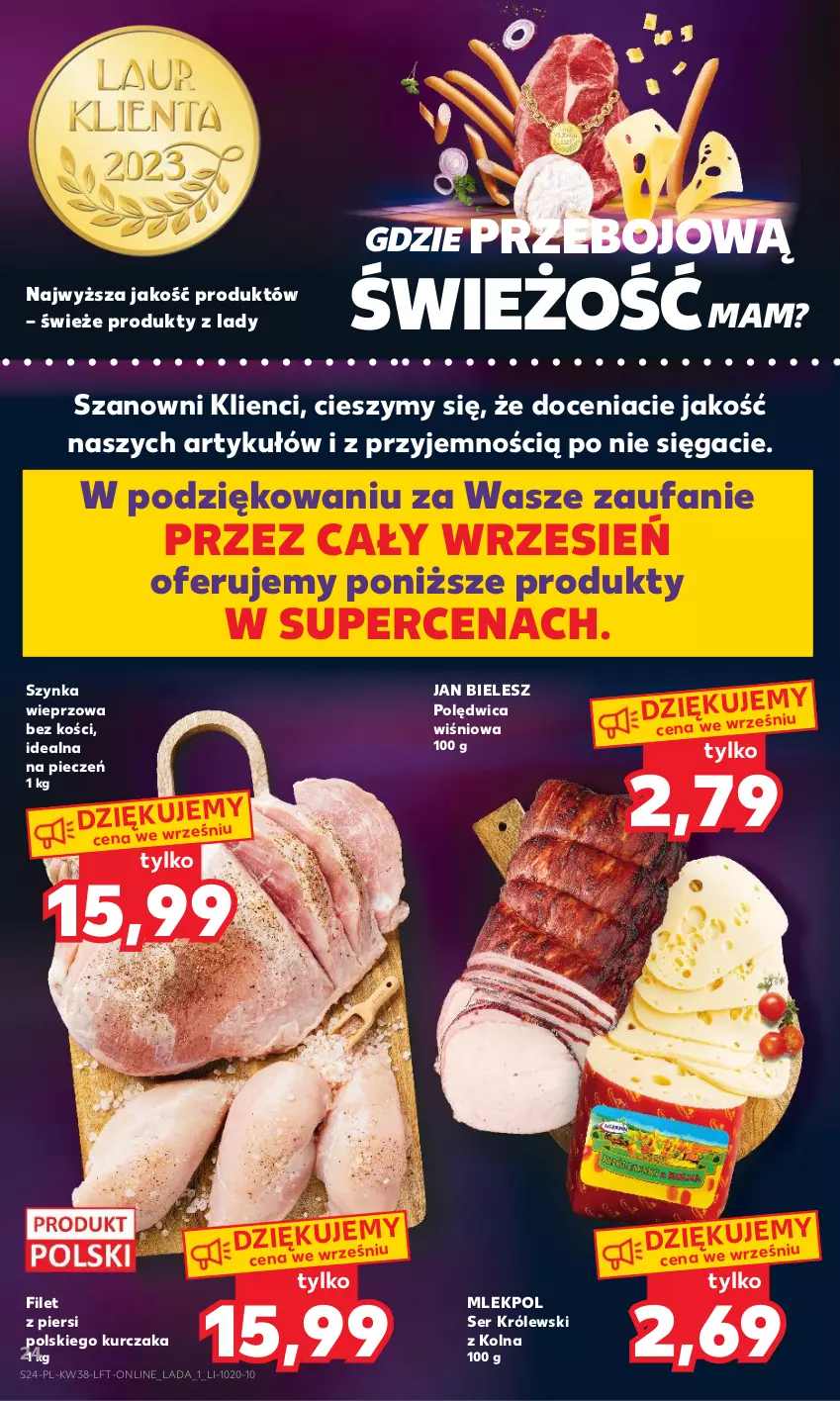 Gazetka promocyjna Kaufland - Gazetka tygodnia - ważna 21.09 do 27.09.2023 - strona 24 - produkty: Fa, Królewski, Kurczak, Piec, Polędwica, Ser, Szynka, Szynka wieprzowa