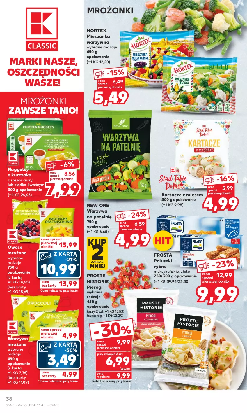 Gazetka promocyjna Kaufland - Gazetka tygodnia - ważna 21.09 do 27.09.2023 - strona 38 - produkty: Frosta, Hortex, Kurczak, Mieszanka warzyw, Owoce, Paluszki rybne, Pierogi, Sos, Warzywa