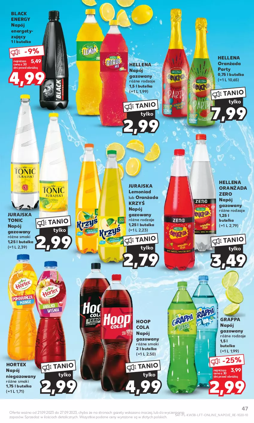 Gazetka promocyjna Kaufland - Gazetka tygodnia - ważna 21.09 do 27.09.2023 - strona 47 - produkty: Gra, Grappa, Hellena, Hoop, Hortex, Lack, Napój, Napój gazowany, Napój niegazowany, Napoje, Oranżada