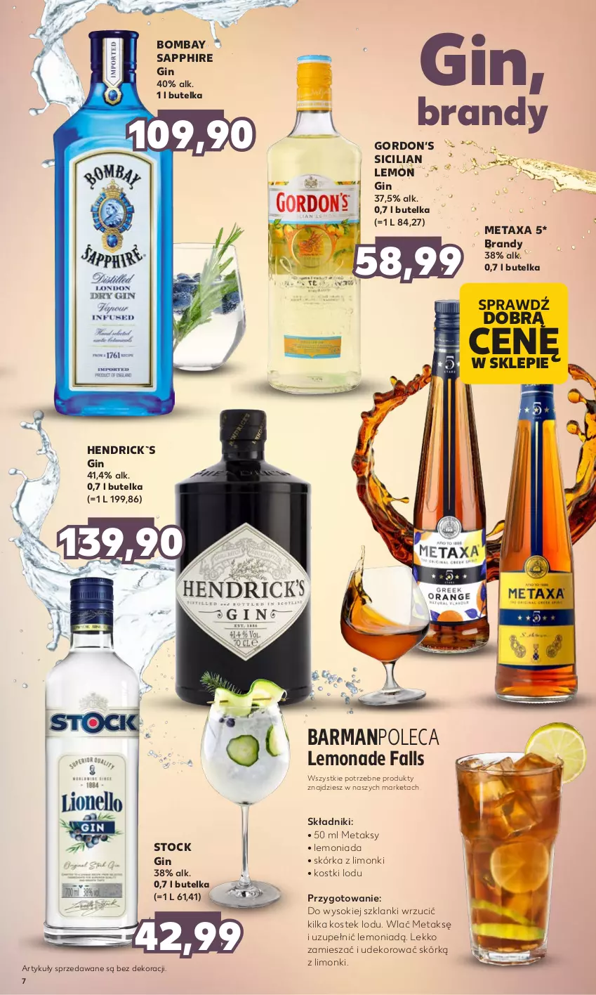 Gazetka promocyjna Kaufland - Barek Kauflandu - ważna 02.11 do 15.11.2023 - strona 7 - produkty: Brandy, Fa, Gin, Lanki, Lemoniada, Metaxa, Sok, Stek, Stock