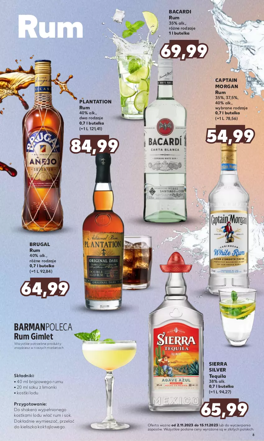 Gazetka promocyjna Kaufland - Barek Kauflandu - ważna 02.11 do 15.11.2023 - strona 8 - produkty: Bacardi, Captain Morgan, Plantation, Rum, Sok, Tequila