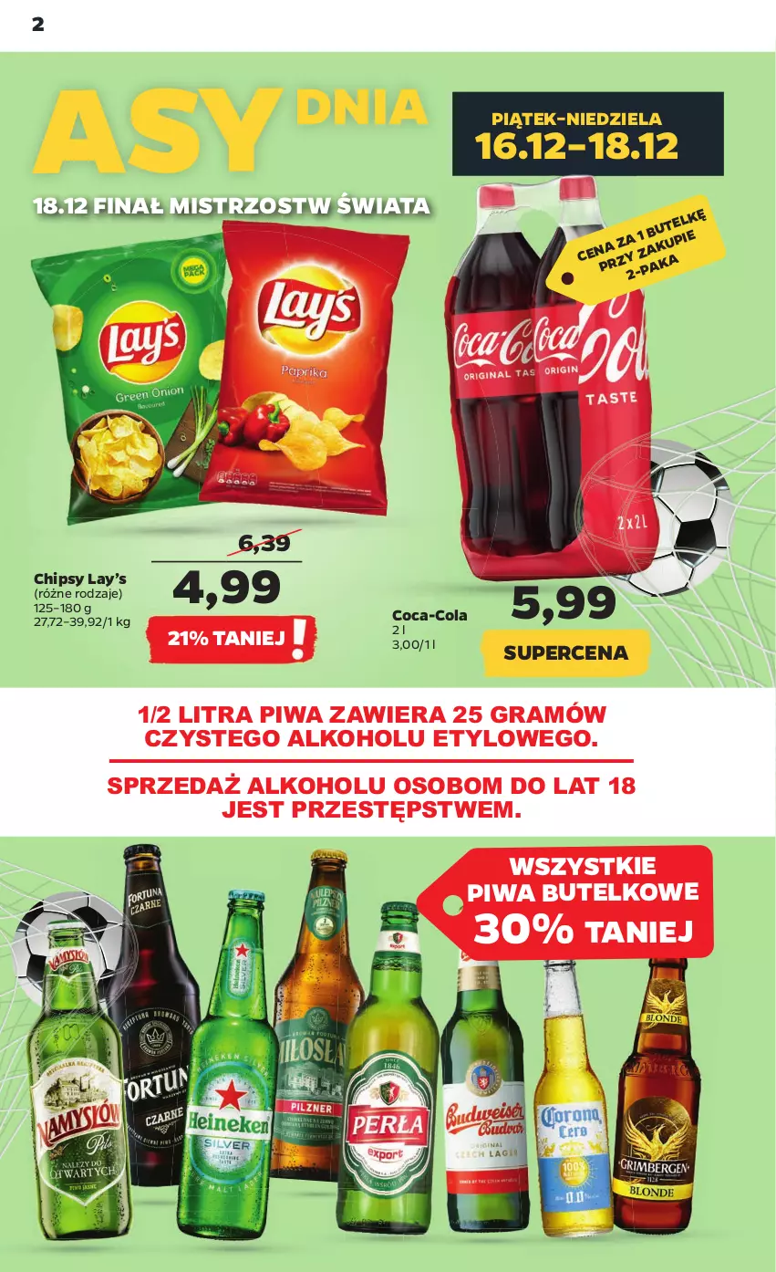 Gazetka promocyjna Netto - Artykuły spożywcze - ważna 15.12 do 21.12.2022 - strona 2 - produkty: Chipsy, Coca-Cola, Gra, Lay’s, Piwa