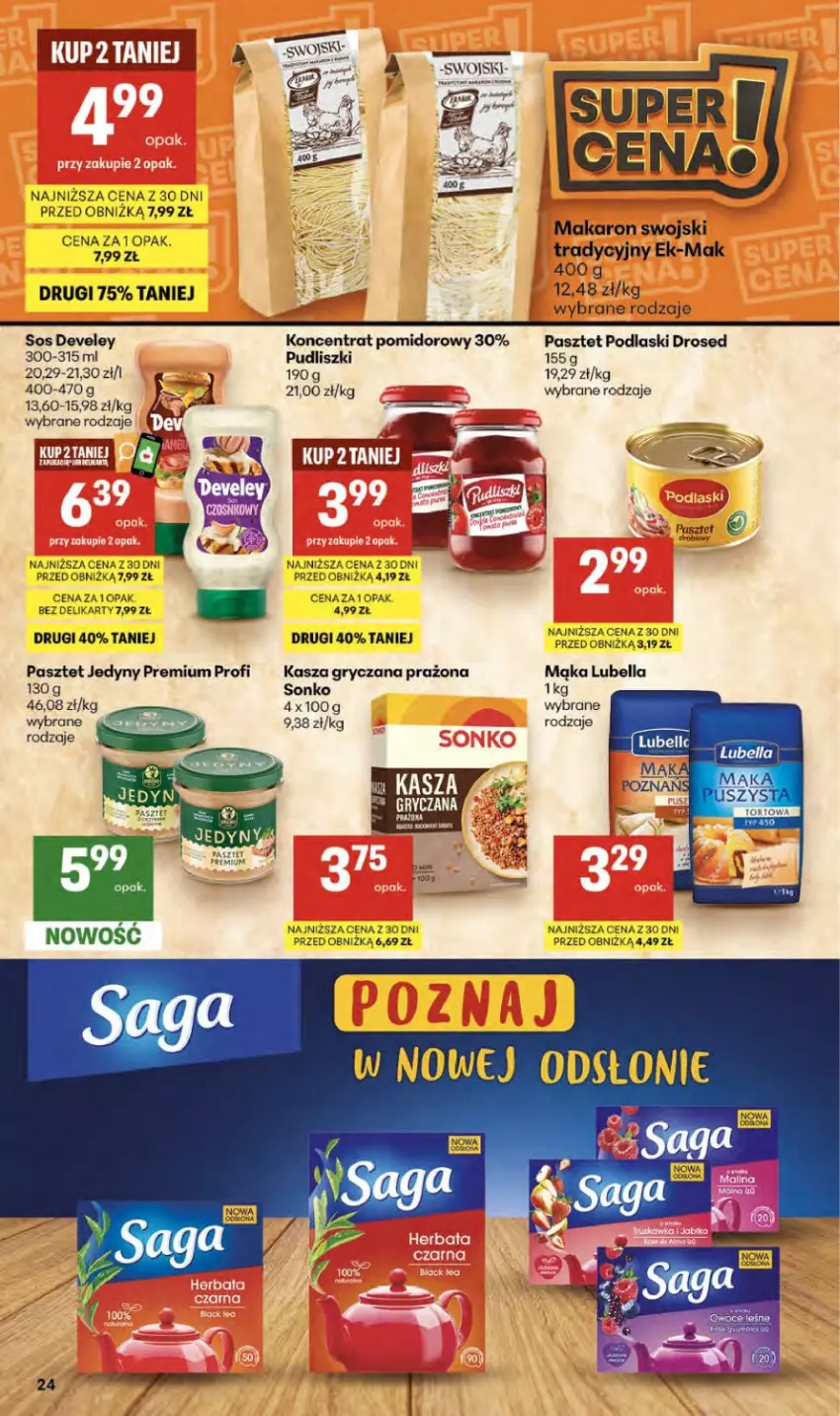 Gazetka promocyjna Delikatesy Centrum - Franczyza DC35 Czwartek - ważna 27.08 do 02.09.2026 - strona 24 - produkty: Bell, Bella, Gry, Kasza, Kasza gryczana, Koncentrat pomidorowy, Lubella, Mąka, Makaron, Pasztet, Podlaski, Pudliszki, Sonko, Sos